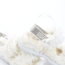 UGG White Fluffy Slingback Slippers, Size 38 (New)-4
