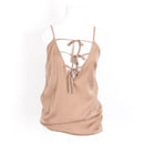 Missguided Brown Satin Strappy Top – Lace-Up Back | Size 8 | Pre-Loved-1