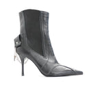 Genuine Leather Pointed-Toe Ankle Boots - Size 40-1