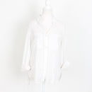 White Striped Long-Sleeve Button-Up Shirt | Size XS | Pre-Loved-1