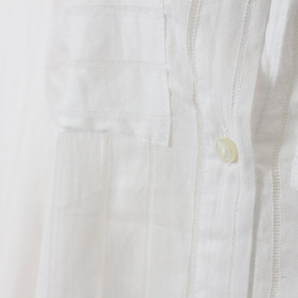 White Striped Long-Sleeve Button-Up Shirt | Size XS | Pre-Loved