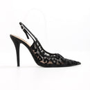 Zara Black Leopard-Print Mesh Pointed-Toe Slingback Heels, Size 38-1