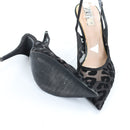 Zara Black Leopard-Print Mesh Pointed-Toe Slingback Heels, Size 38-4