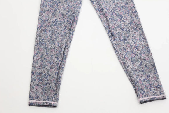 Purple Floral Print Tights – Size S | Thrift Finds