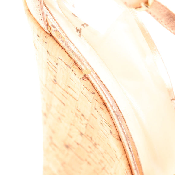 EXE Tsakiris Mallas Rose Gold Cork-Effect Platform Wedge Sandals, Size 39