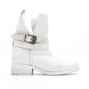 Diesel White Genuine Leather Western Ankle Boots with Buckle, Size 38-1
