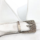 Diesel White Genuine Leather Western Ankle Boots with Buckle, Size 38-2