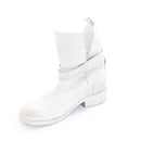Diesel White Genuine Leather Western Ankle Boots with Buckle, Size 38-5