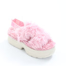 UGG Pink Fluffy Platform Slingback Slippers, Size 38-2