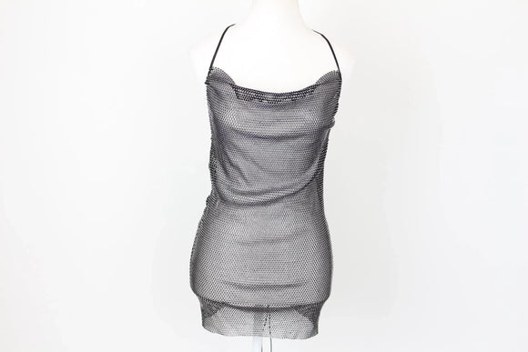 Black Diamond Lace-Up Mini Dress – Size S | Thrift Finds