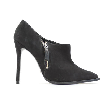 Schutz Black Suede Pointed-Toe Stiletto Shoe Boots with Side Zip, Size 38