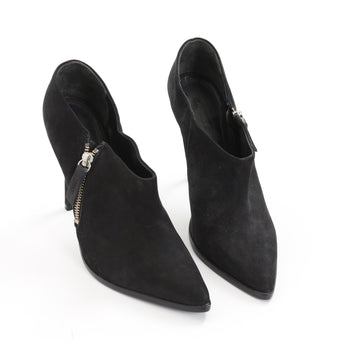 Schutz Black Suede Pointed-Toe Stiletto Shoe Boots with Side Zip, Size 38 - 0