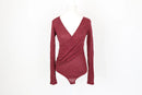 Maroon Knitted Wrap Bodysuit – Size S | Thrift Finds-1