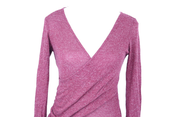 Maroon Knitted Wrap Bodysuit – Size S | Thrift Finds