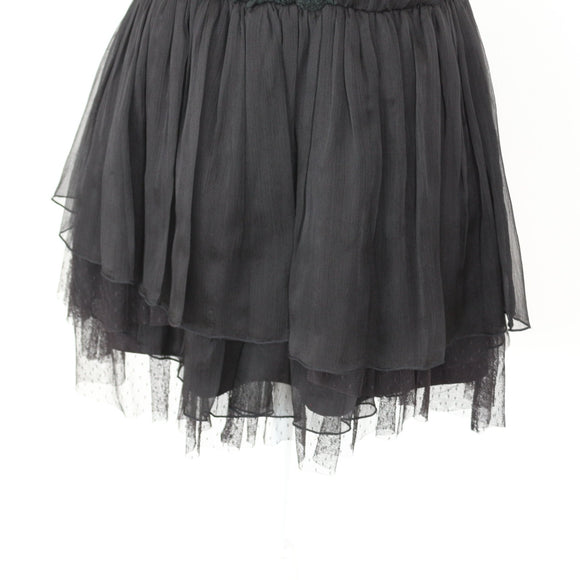Black Lace & Tulle Mini Dress – Sheer Bodice | Size M | Pre-Loved