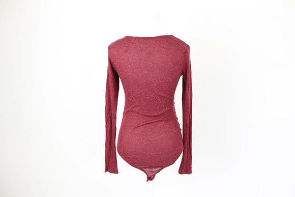 Maroon Knitted Wrap Bodysuit – Size S | Thrift Finds