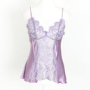Lilac Satin & Lace Babydoll Top – Crossover Back | Size S | Pre-Loved-1