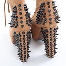 Jeffrey Campbell Lita Spike Tan Suede Lace-Up Platform Ankle Boots, Size 38-5