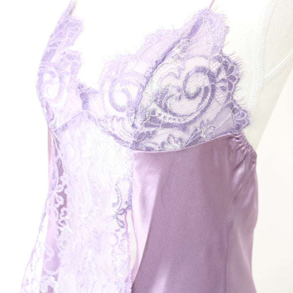 Lilac Satin & Lace Babydoll Top – Crossover Back | Size S | Pre-Loved