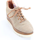Castelon Beige Metallic Knit Lace-Up Platform Sneakers, Size 39-2