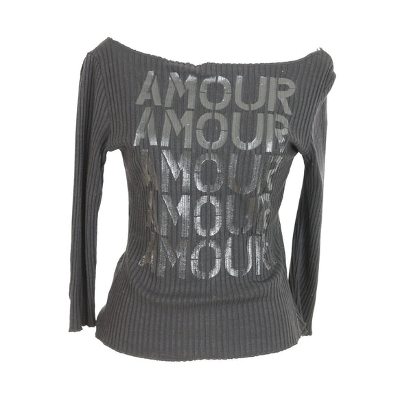 Amour Black Ribbed Off-the-Shoulder Jersey - Size S