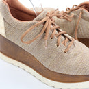 Castelon Beige Metallic Knit Lace-Up Platform Sneakers, Size 39-4