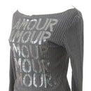 Amour Black Ribbed Off-the-Shoulder Jersey - Size S-2