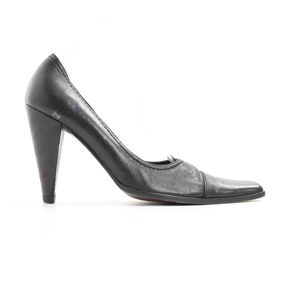 Vintage Genuine Leather Pointed-Toe Heels - Made in Italy - Size 37.5
