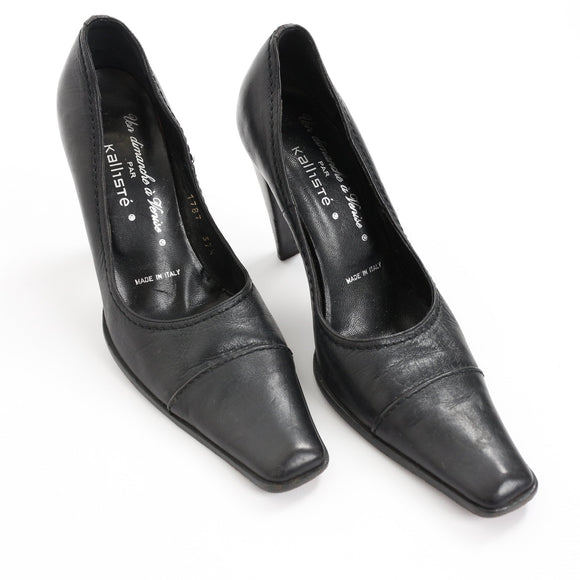 Vintage Genuine Leather Pointed-Toe Heels - Made in Italy - Size 37.5