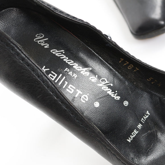 Vintage Genuine Leather Pointed-Toe Heels - Made in Italy - Size 37.5