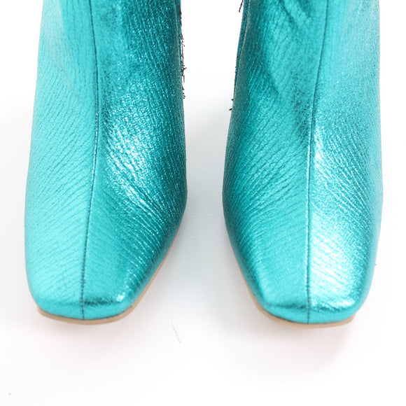 The Fix Metallic Blue Block Heel Boots - Size 4