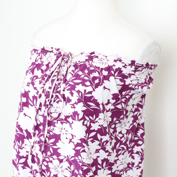 Guess Grape & White Floral Strapless Bubble Top | Size M | Brand New