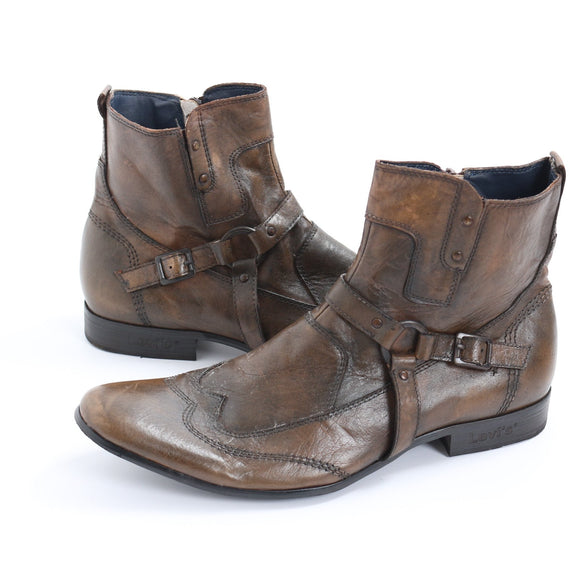 Levi's Brown Genuine Leather Ankle Boots - Size 9