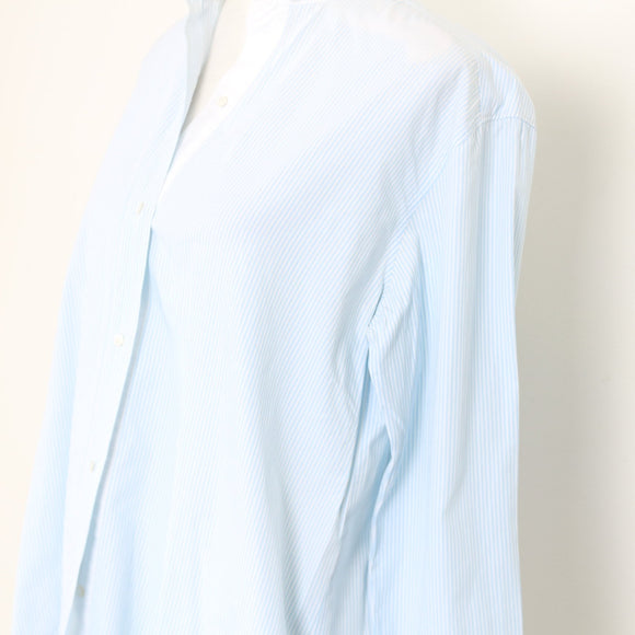 Country Road Blue & White Striped Button-Up Shirt – Contrast Collar | Size S | Pre-Loved