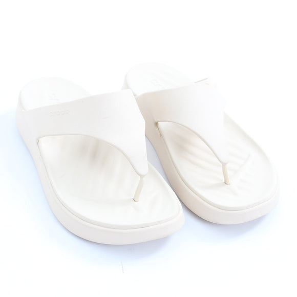 Crocs Cream Platform Flip-Flops - Size W8