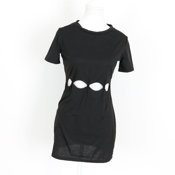 Black Cutout-Waist T-Shirt Mini Dress | Size S | Pre-Loved