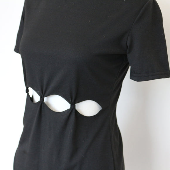 Black Cutout-Waist T-Shirt Mini Dress | Size S | Pre-Loved