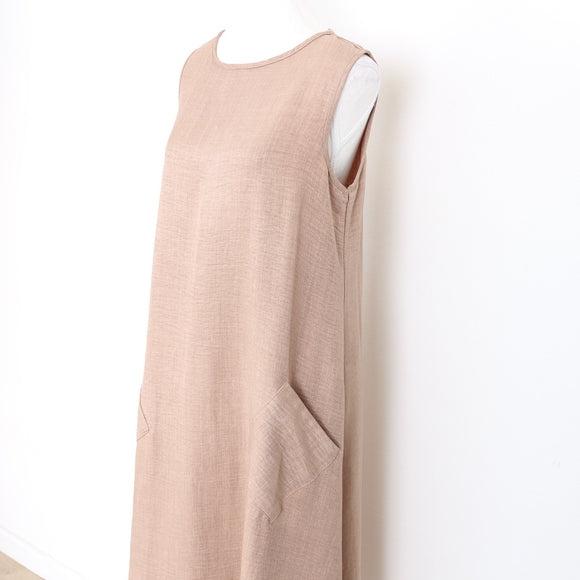 Brown Sleeveless A-Line Midi Dress – Pockets | Size M | Pre-Loved
