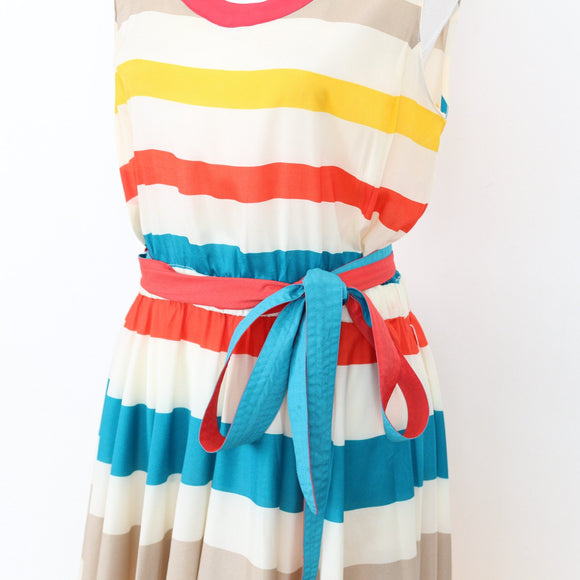 Marc Jacobs Multicolour Stripe Midi Dress – Tie Waist | Size 6 | Pre-Loved