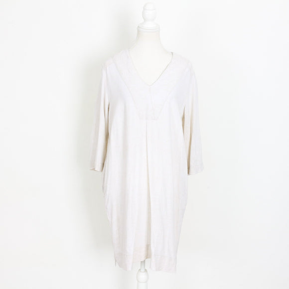 Woolworths Cream Linen Midi Dress – V-Neck | Size S | Pre-Loved