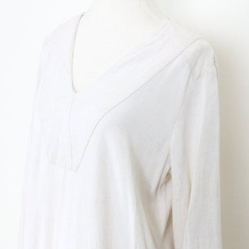 Woolworths Cream Linen Midi Dress – V-Neck | Size S | Pre-Loved - 0