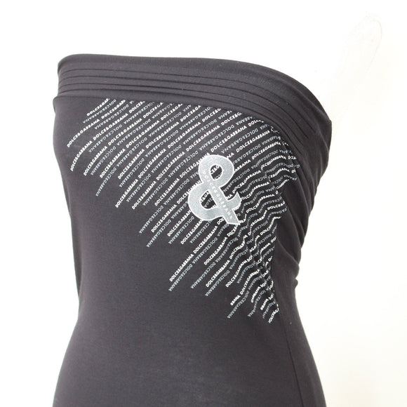 Dolce & Gabbana Black Strapless Logo Mini Dress | Size M | Pre-Loved