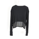 Cotton On Body Black Ribbed Long-Sleeve Top – Mesh Hem | Size S | Pre-Loved-1