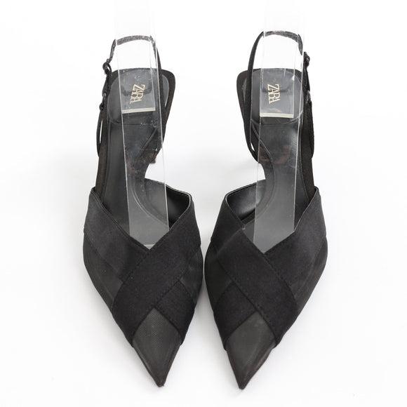 Zara Mesh Pointed-Toe Slingback Shoes - Size 37