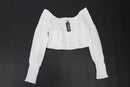 White Linen Cropped Blouse – Long Sleeve | Size 10 | Brand new-1