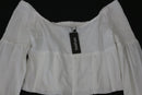 White Linen Cropped Blouse – Long Sleeve | Size 10 | Brand new-2