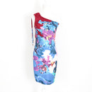 Blue Abstract Print One-Shoulder Mini Dress | Size XS | Pre-Loved-1