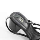 Zara Black Strappy Block Heels - Size 37-3