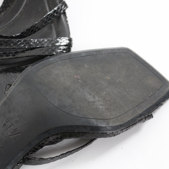 Zara Black Strappy Block Heels - Size 37