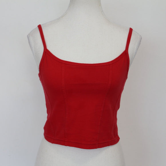 Red Strappy Crop Top – Built-In Bra | Size S | Pre-Loved